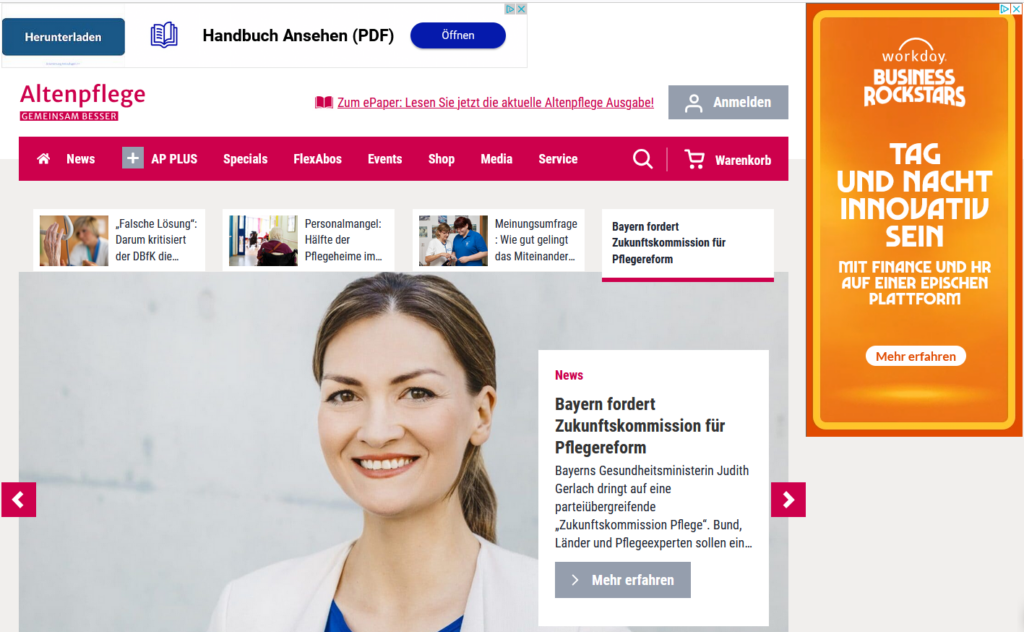 altenpflege online net Banner Screenshot 071024