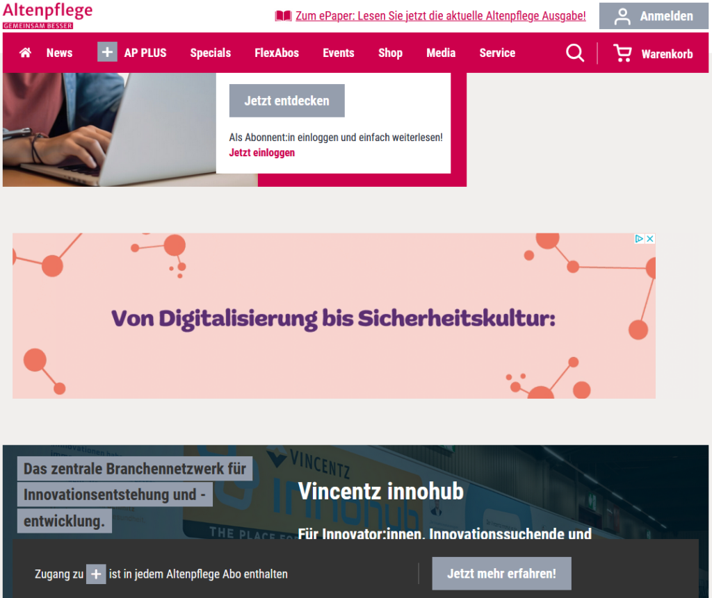 altenpflege online net Billboard Screenshot 071024